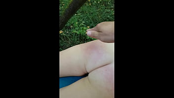 Hard spanking with rods until marks appears on the buttocks
