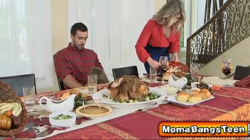 Horny threesome on thanksgiving day