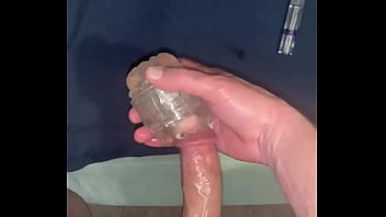 Solo Male edging and cumming with a fleshlight quickshot